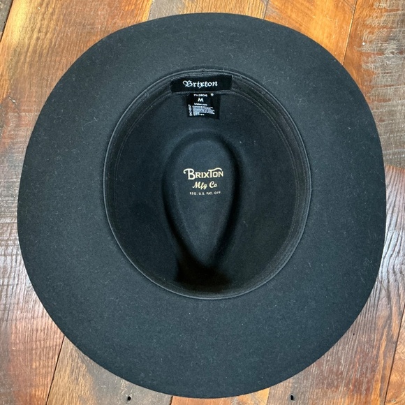 Brixton Wesley Black Wool Fedora | M (58cm) - Picture 9 of 9